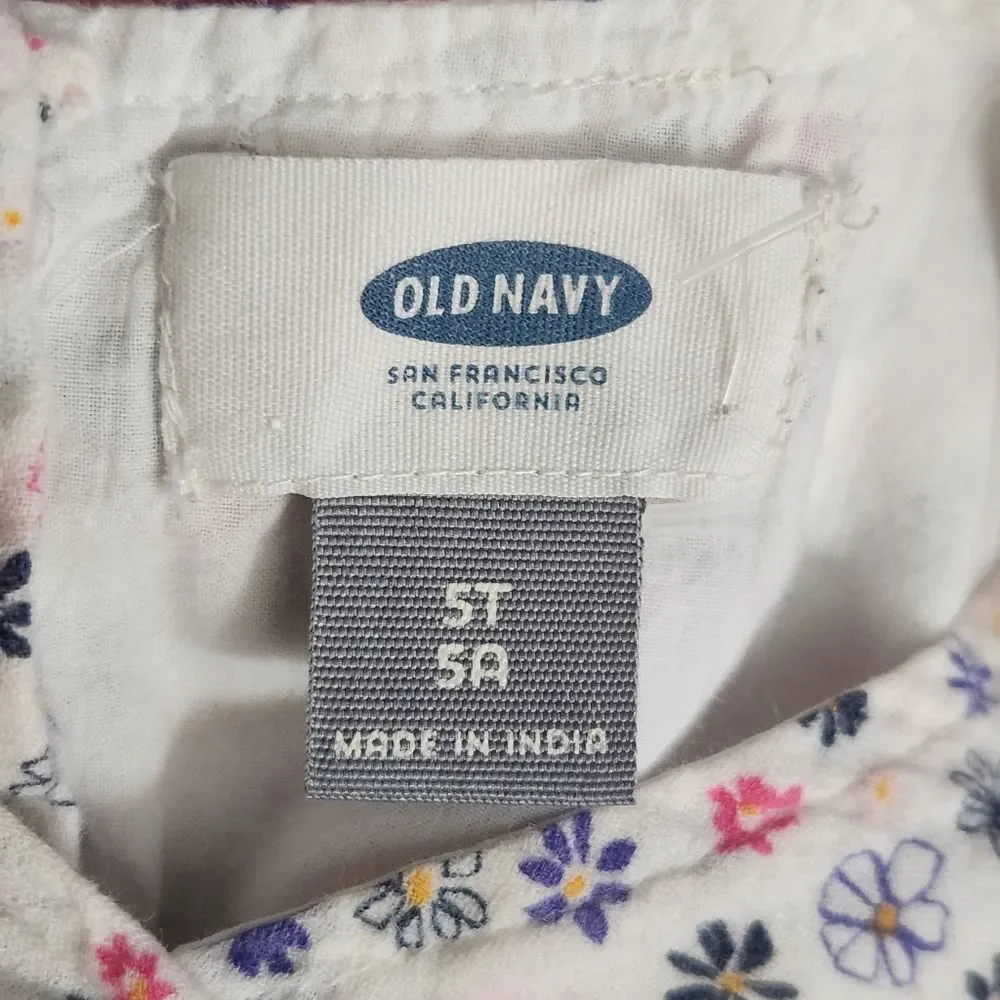Old Navy Girls' Kids Floral White Sleeveless Lining Romper 100% Cotton Size 5T